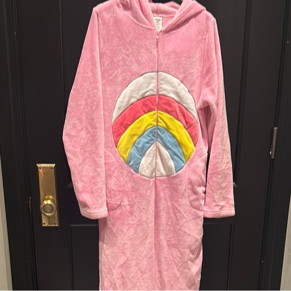 Care Bears Pink Hooded Pajama with Rainbow Design